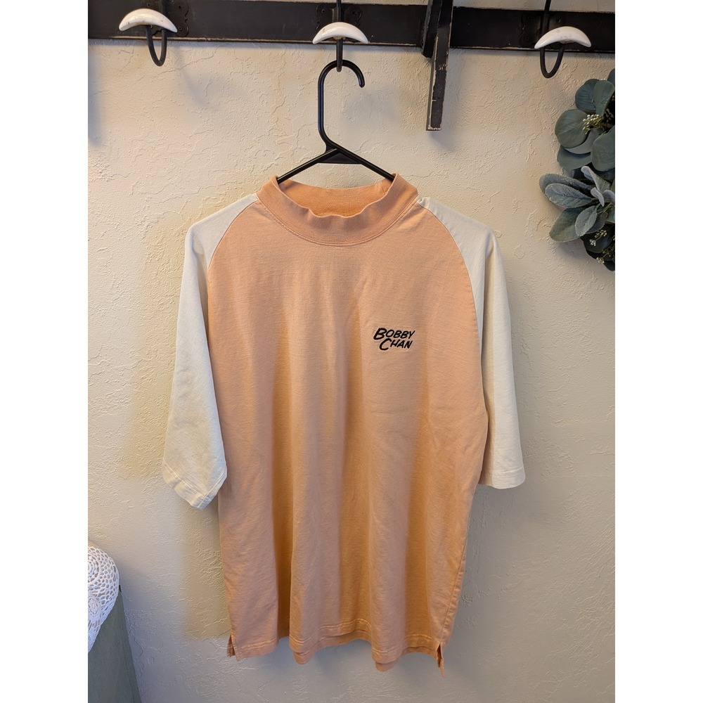 Bobby Chan Mens Golf Polo Shirt Short Sleeve Mock Neck Colorblock L